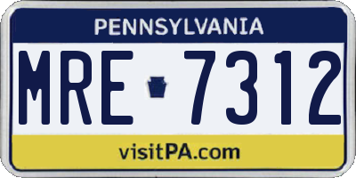 PA license plate MRE7312