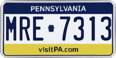 PA license plate MRE7313
