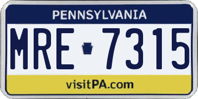 PA license plate MRE7315