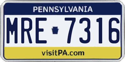 PA license plate MRE7316