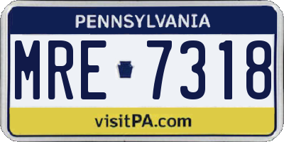 PA license plate MRE7318