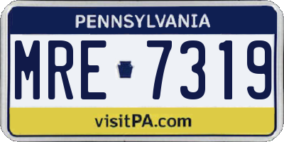 PA license plate MRE7319