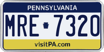 PA license plate MRE7320