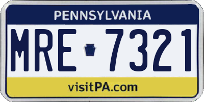 PA license plate MRE7321