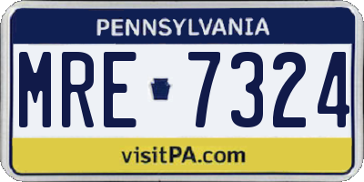PA license plate MRE7324