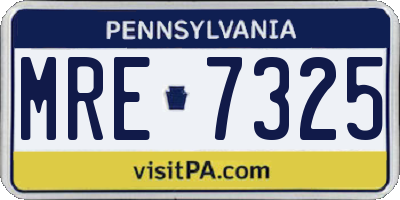 PA license plate MRE7325