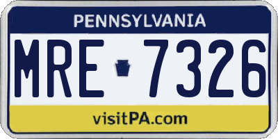 PA license plate MRE7326