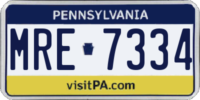 PA license plate MRE7334