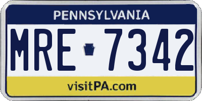 PA license plate MRE7342
