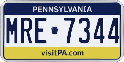 PA license plate MRE7344