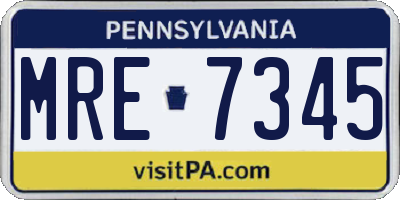 PA license plate MRE7345