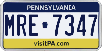 PA license plate MRE7347
