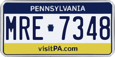 PA license plate MRE7348