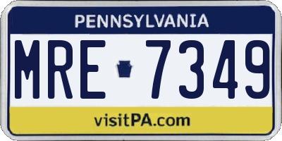 PA license plate MRE7349