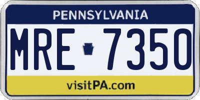PA license plate MRE7350