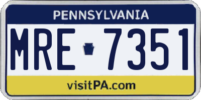 PA license plate MRE7351