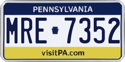 PA license plate MRE7352
