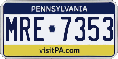 PA license plate MRE7353