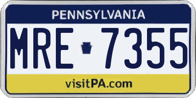 PA license plate MRE7355