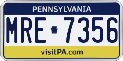 PA license plate MRE7356