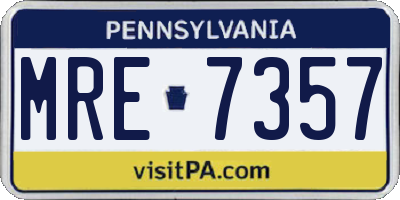 PA license plate MRE7357