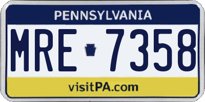 PA license plate MRE7358