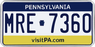 PA license plate MRE7360