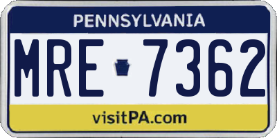 PA license plate MRE7362
