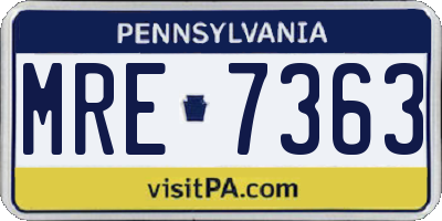 PA license plate MRE7363