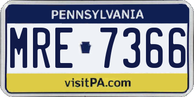 PA license plate MRE7366