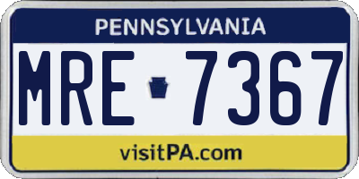 PA license plate MRE7367