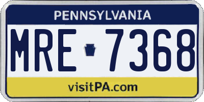 PA license plate MRE7368