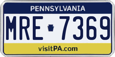 PA license plate MRE7369