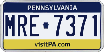 PA license plate MRE7371