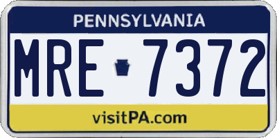 PA license plate MRE7372