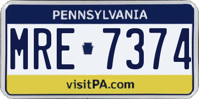 PA license plate MRE7374