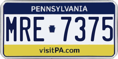 PA license plate MRE7375