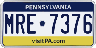 PA license plate MRE7376