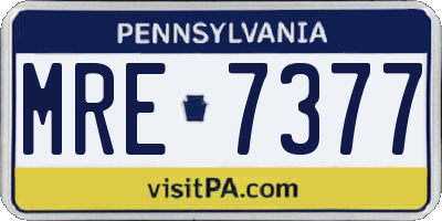 PA license plate MRE7377