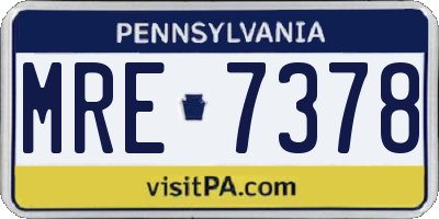 PA license plate MRE7378