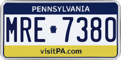 PA license plate MRE7380