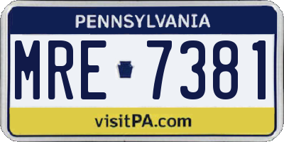 PA license plate MRE7381