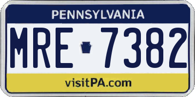 PA license plate MRE7382