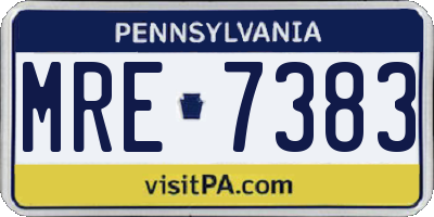 PA license plate MRE7383