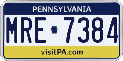 PA license plate MRE7384