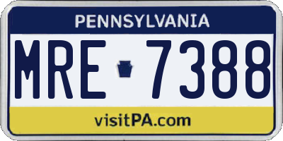 PA license plate MRE7388