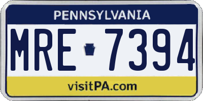 PA license plate MRE7394
