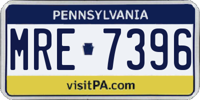 PA license plate MRE7396