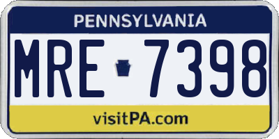 PA license plate MRE7398
