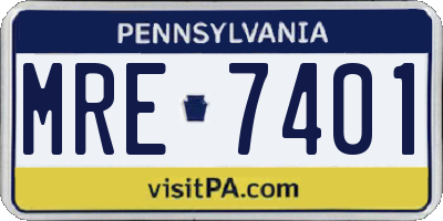 PA license plate MRE7401